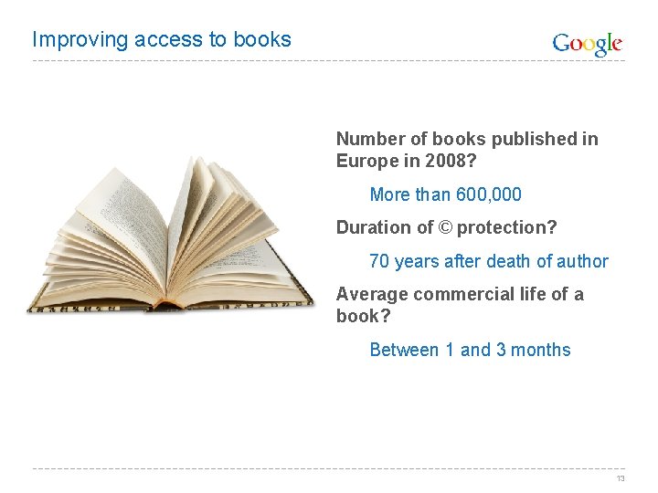 Improving access to books Number of books published in Europe in 2008? More than