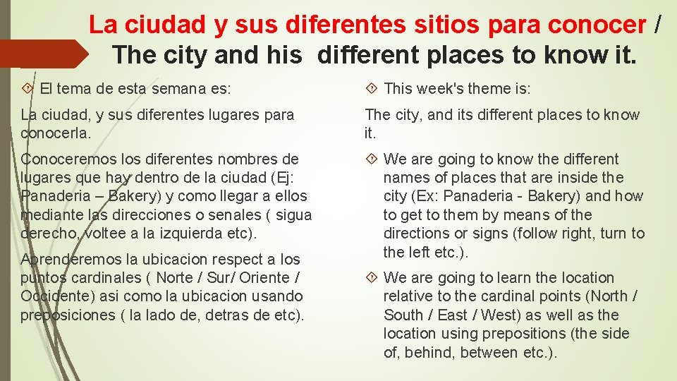 La ciudad y sus diferentes sitios para conocer / The city and his different