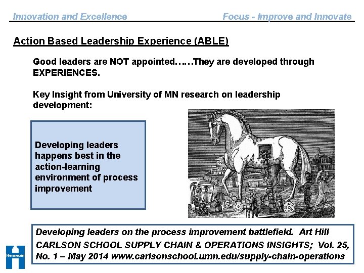 Innovation and Excellence Focus - Improve and Innovate Action Based Leadership Experience (ABLE) Good