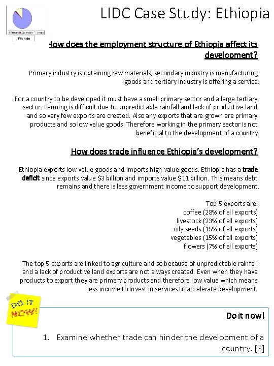 LIDC Case Study: Ethiopia How does the employment structure of Ethiopia affect its development?