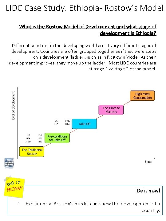 LIDC Case Study: Ethiopia- Rostow’s Model What is the Rostow Model of Development and