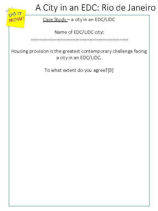 A City in an EDC: Rio de Janeiro Case Study – a city in