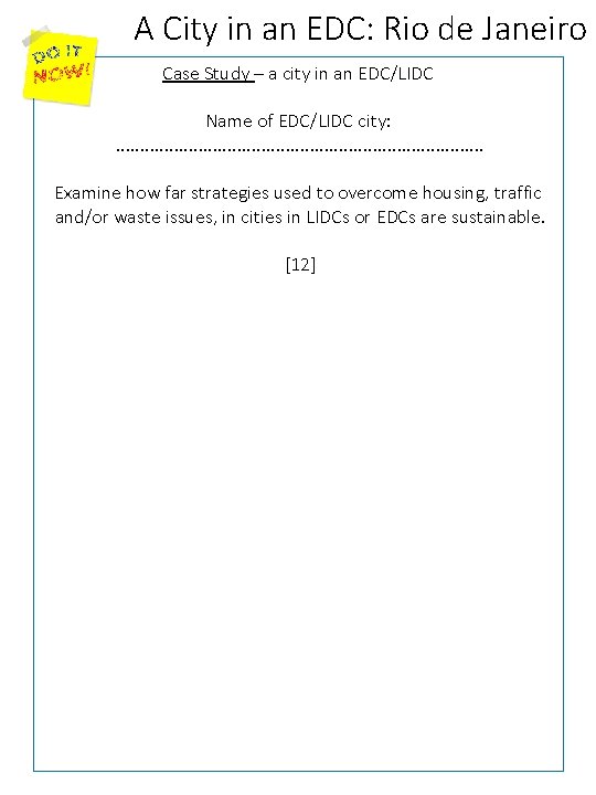 A City in an EDC: Rio de Janeiro Case Study – a city in