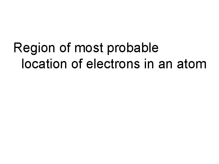 Region of most probable location of electrons in an atom 