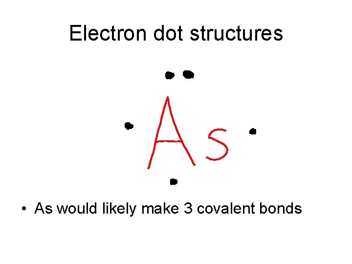 Electron dot structures • As would likely make 3 covalent bonds 