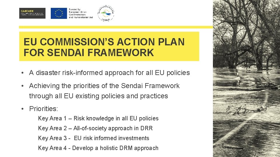 EU COMMISSION’S ACTION PLAN FOR SENDAI FRAMEWORK • A disaster risk-informed approach for all