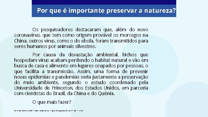 LNGUA PORTUGUESA 4 ANO Por que importante preservar