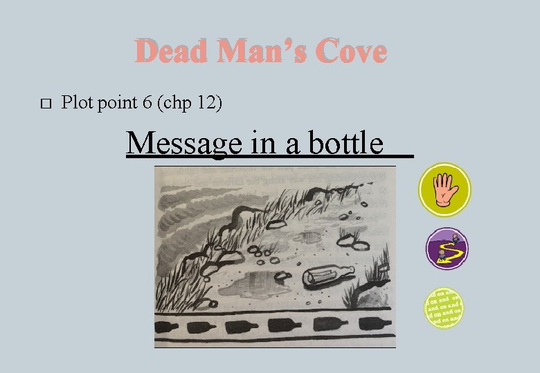 Dead Man’s Cove � Plot point 6 (chp 12) Message in a bottle. 