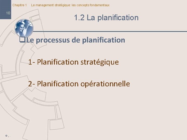 Chapitre 1 10 Le management stratégique: les concepts fondamentaux 1. 2 La planification q.