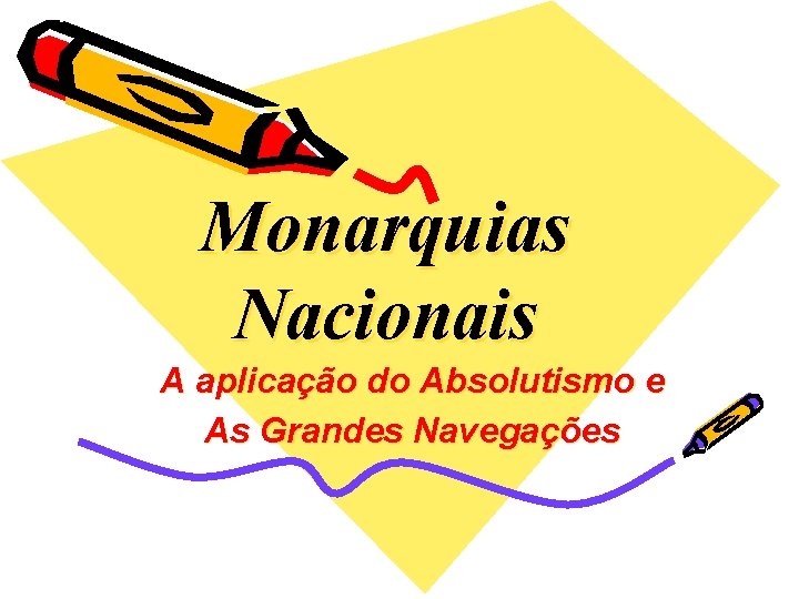 Monarquias Nacionais A aplicação do Absolutismo e As Grandes Navegações 