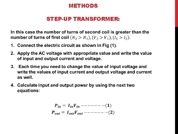 METHODS STEP-UP TRANSFORMER: 