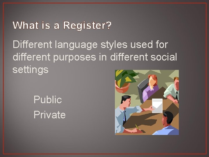 What is a Register? Different language styles used for different purposes in different social