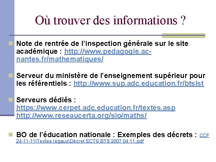 Où trouver des informations ? Note de rentrée de l’inspection générale sur le site