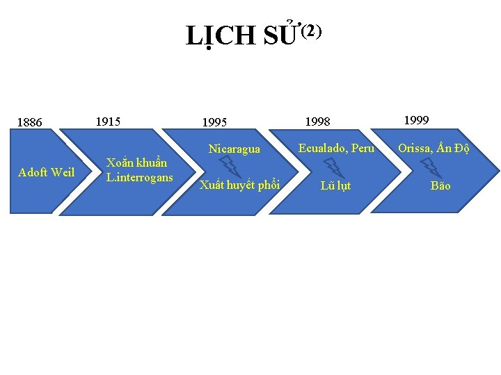 LỊCH SỬ(2) 1886 1915 1995 Nicaragua Adoft Weil Xoắn khuẩn L. interrogans Xuất huyết