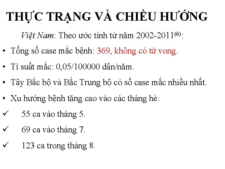 THỰC TRẠNG VÀ CHIỀU HƯỚNG Việt Nam: Theo ước tính từ năm 2002 -2011(6):