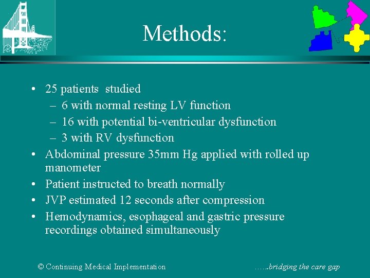 Methods: • 25 patients studied – 6 with normal resting LV function – 16