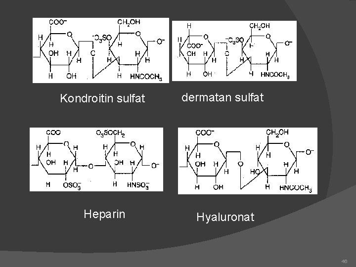 Kondroitin sulfat dermatan sulfat Heparin Hyaluronat 46 