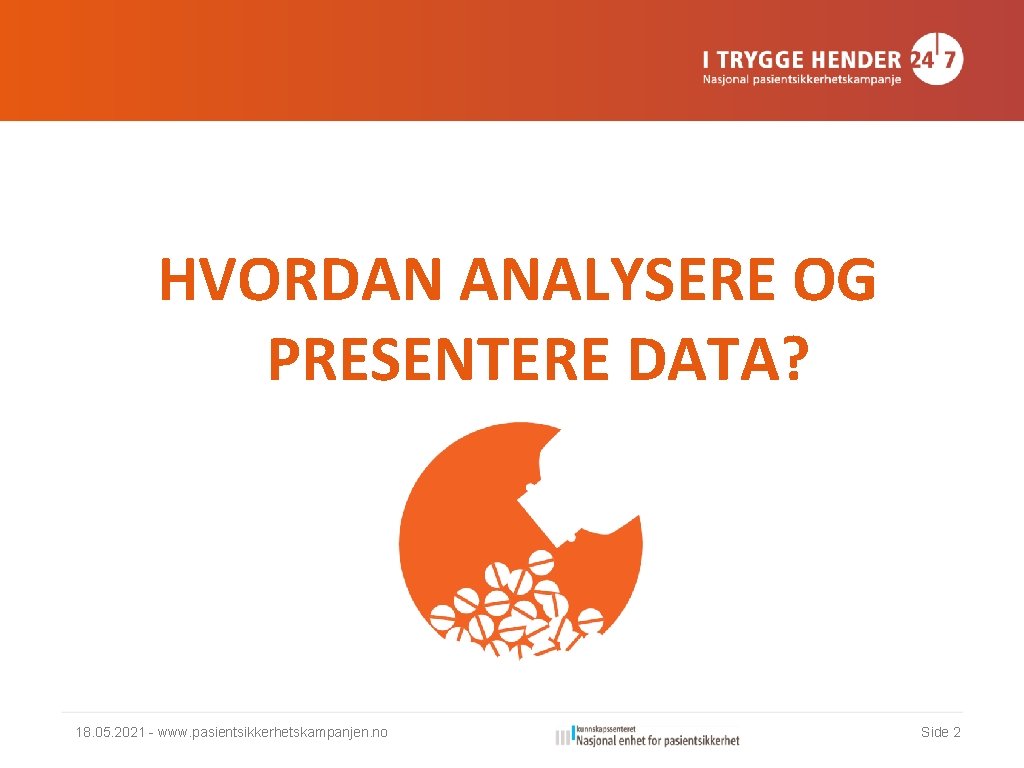 HVORDAN ANALYSERE OG PRESENTERE DATA? 18. 05. 2021 - www. pasientsikkerhetskampanjen. no Side 2