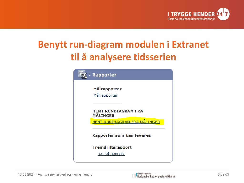 Benytt run-diagram modulen i Extranet til å analysere tidsserien 18. 05. 2021 - www.