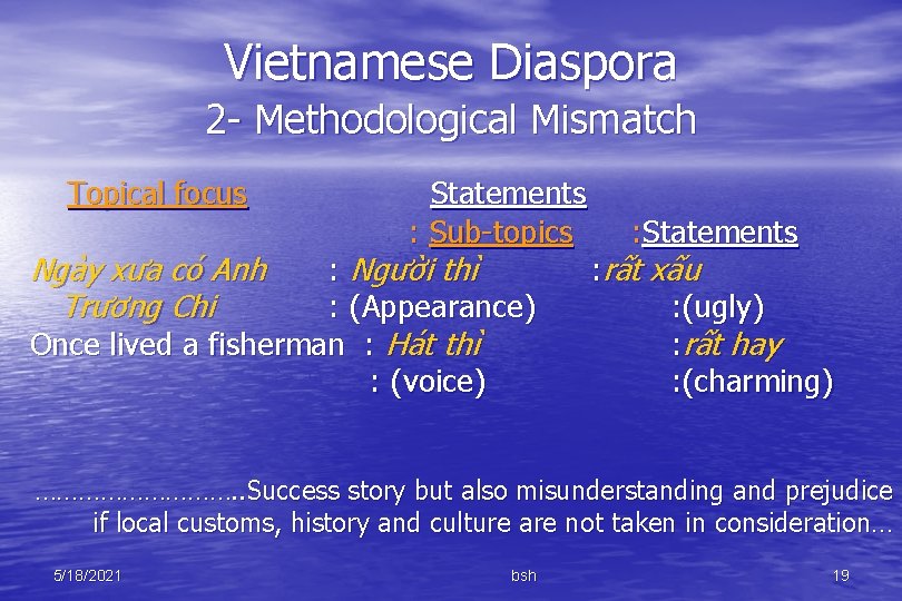 Vietnamese Diaspora 2 - Methodological Mismatch Topical focus Ngày xưa có Anh Trương Chi
