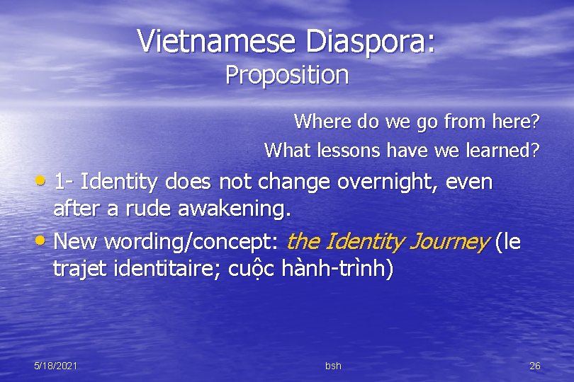 Vietnamese Diaspora: Proposition Where do we go from here? What lessons have we learned?