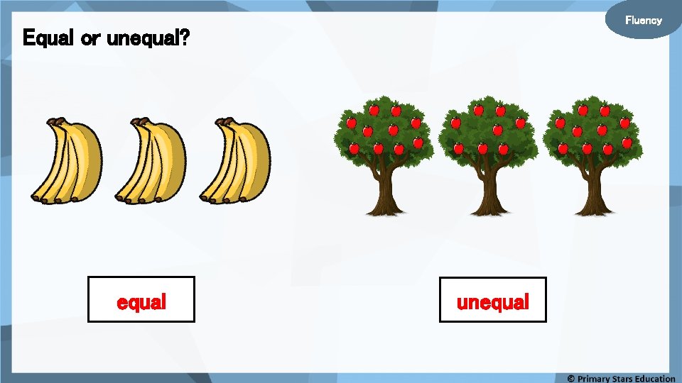 Fluency Equal or unequal? equal unequal 