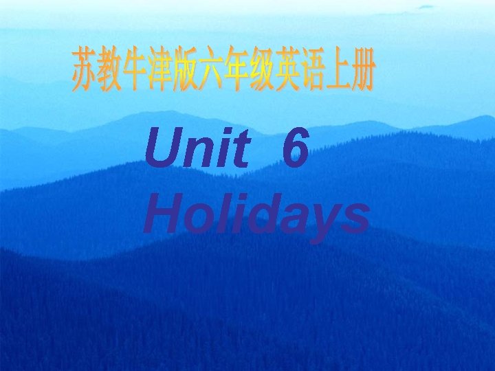 Unit 6 Holidays 