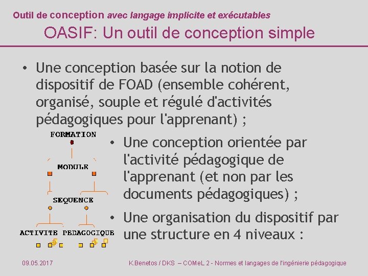 Outil de conception avec langage implicite et exécutables OASIF: Un outil de conception simple