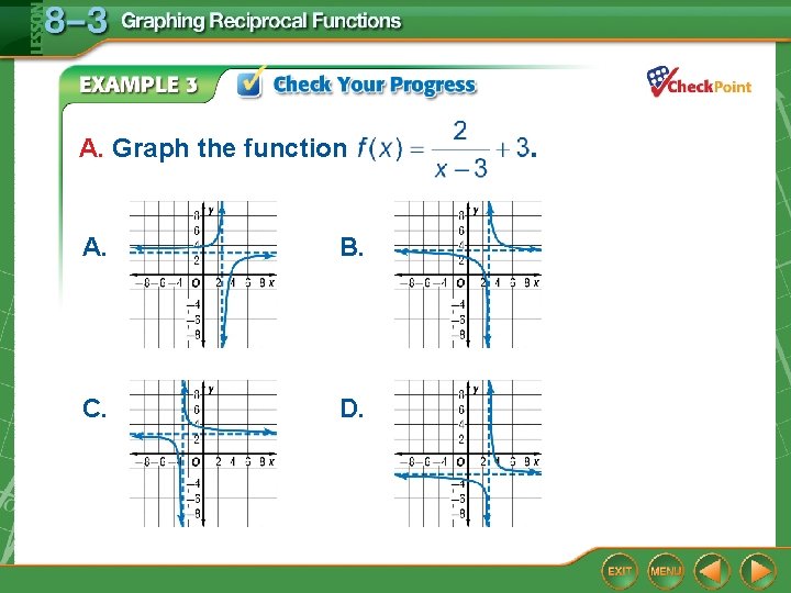 A. Graph the function A. B. C. D. 