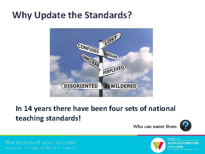 Why Update the Standards? In 14 years there have been four sets of national