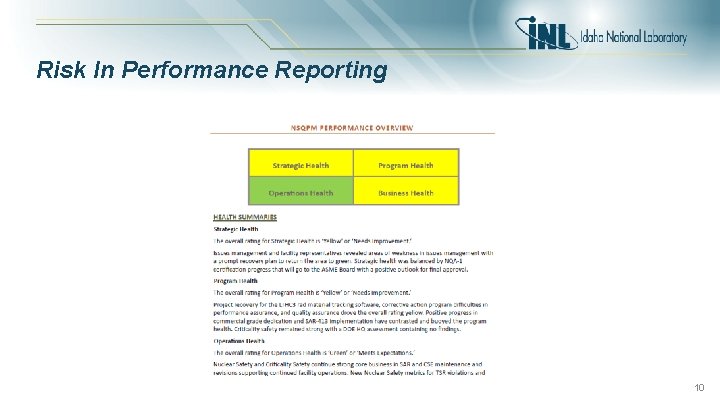 Risk In Performance Reporting 10 