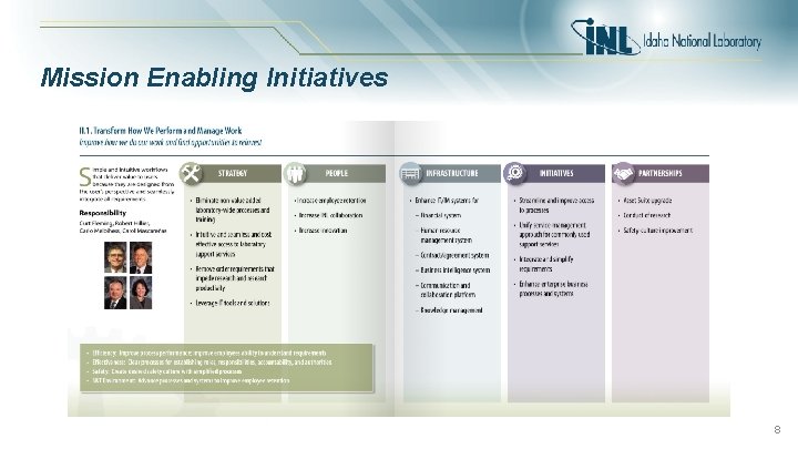 Mission Enabling Initiatives 8 