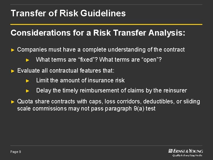 Reinsurane Risk Transfer Risk Transfer Accounting Casualty Loss Reserve Seminar Reinsurance