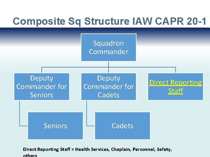 Composite Sq Structure IAW CAPR 20 -1 Squadron Commander Deputy Commander for Seniors Deputy Composite Sq Structure IAW CAPR 20 -1 Squadron Commander Deputy Commander for Seniors Deputy