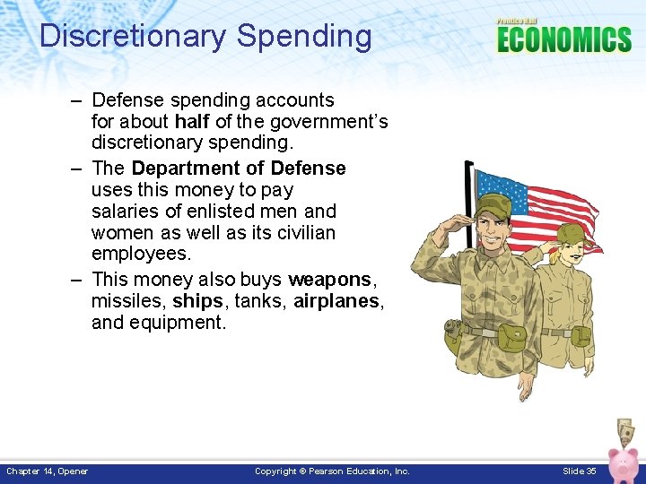 Discretionary Spending – Defense spending accounts for about half of the government’s discretionary spending.