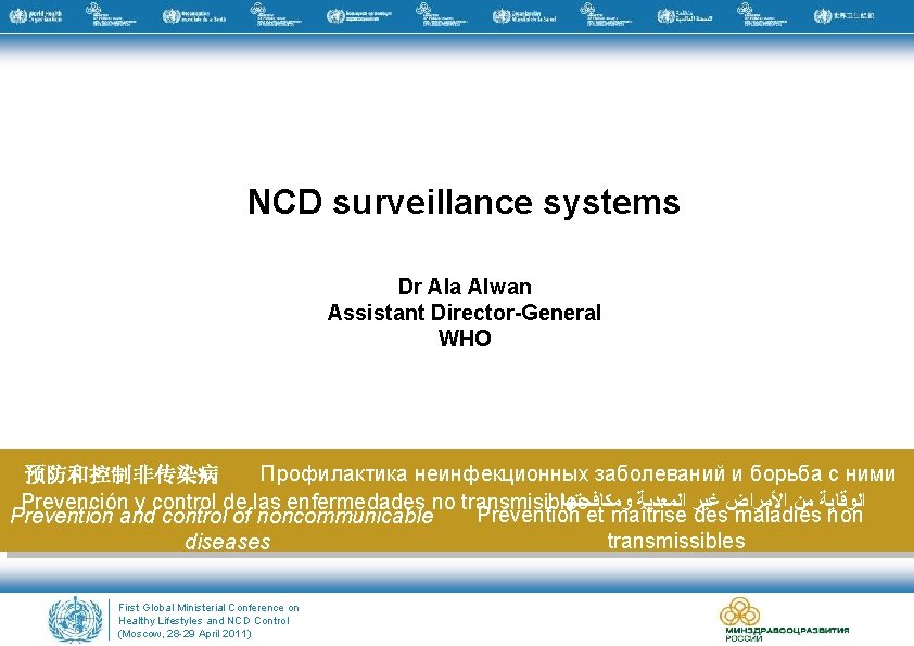 NCD surveillance systems Dr Ala Alwan Assistant Director-General WHO Профилактика неинфекционных заболеваний и борьба