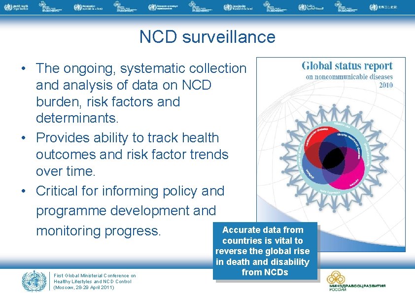 NCD surveillance • The ongoing, systematic collection and analysis of data on NCD burden,