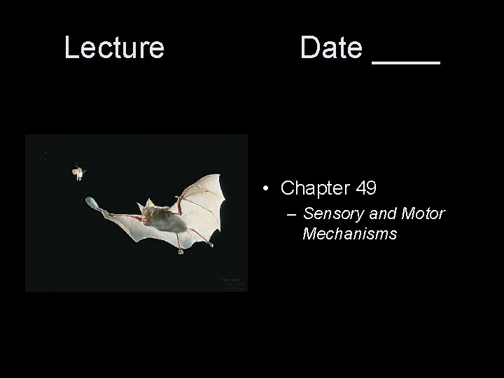 Lecture Date ____ • Chapter 49 – Sensory and Motor Mechanisms 