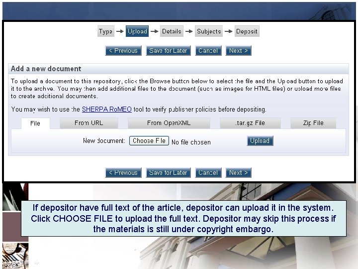 If depositor have full text of the article, depositor can upload it in the