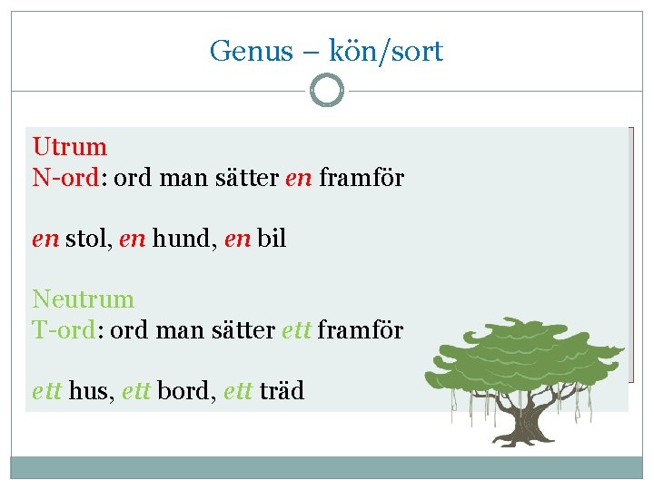Genus – kön/sort Utrum N-ord: ord man sätter en framför en stol, en hund, Genus – kön/sort Utrum N-ord: ord man sätter en framför en stol, en hund,