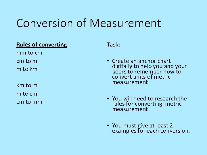 Conversion of Measurement Rules of converting mm to cm cm to m m to