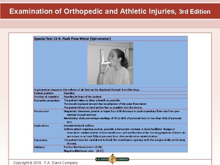 Examination of Orthopedic and Athletic Injuries, 3 rd Edition Copyright © 2010. F. A.