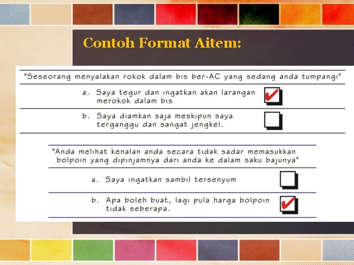 Contoh Format Aitem: 