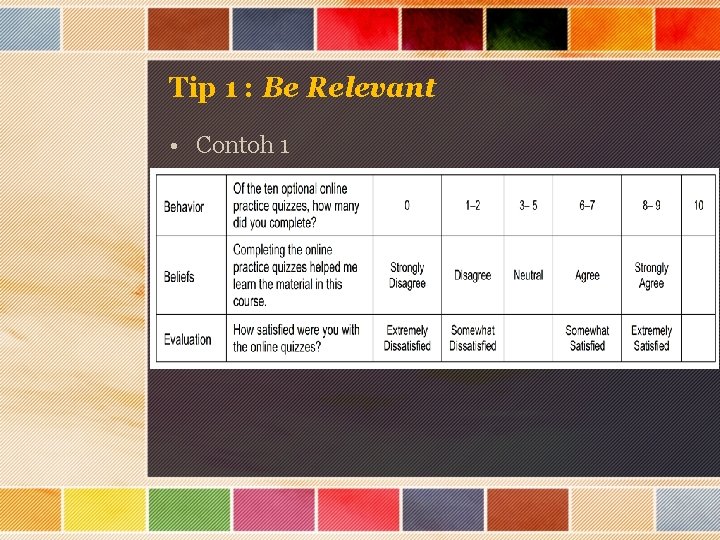 Tip 1 : Be Relevant • Contoh 1 