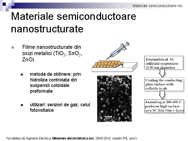 Materiale semiconductoare noi Materiale semiconductoare nanostructurate n Filme nanostructurate din oxizi metalici (Ti. O