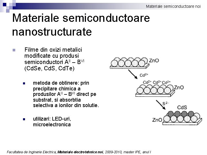 Materiale semiconductoare noi Materiale semiconductoare nanostructurate n Filme din oxizi metalici modificate cu produsi