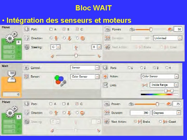 Bloc WAIT • Intégration des senseurs et moteurs 