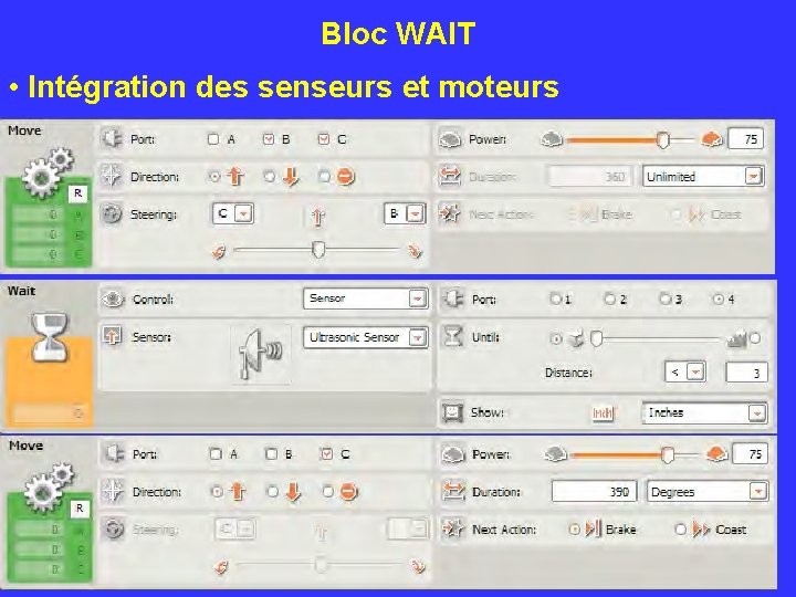 Bloc WAIT • Intégration des senseurs et moteurs 