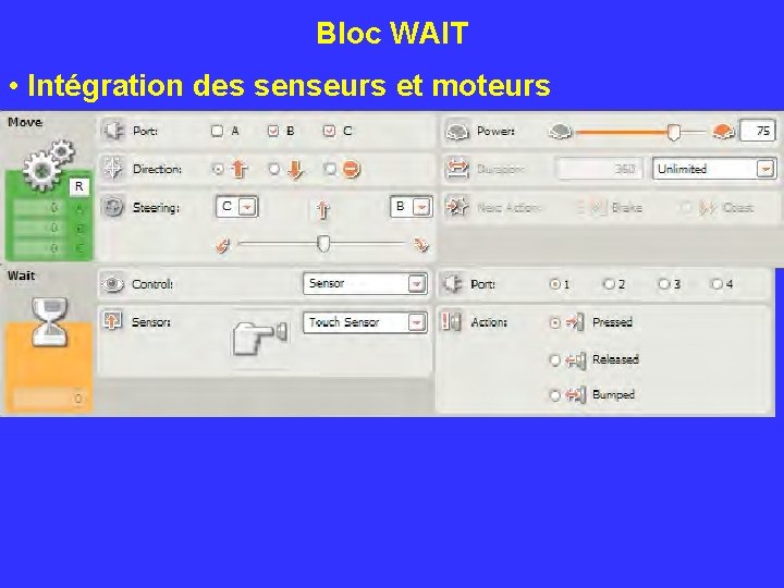 Bloc WAIT • Intégration des senseurs et moteurs 