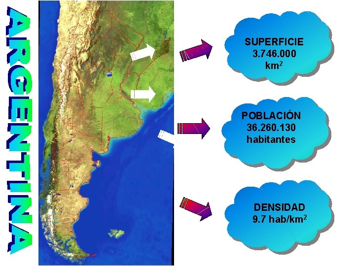 SUPERFICIE 3. 746. 000 km 2 POBLACIÓN 36. 260. 130 habitantes DENSIDAD 9. 7